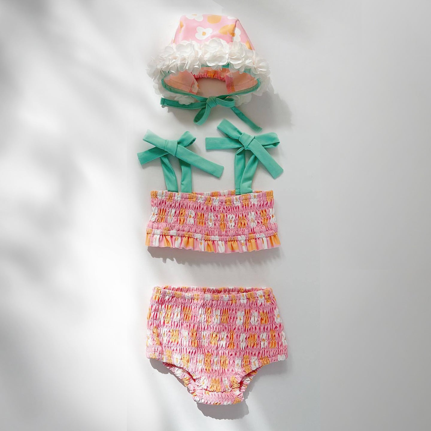 Girls' Flower Hooded One-piece Swimsuit