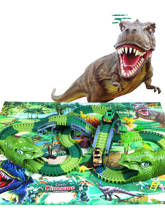 Children's Electric Assembled Track Racing Simulation Animal Tyrannosaurus Dinosaur Toy Puzzle Boy Gift