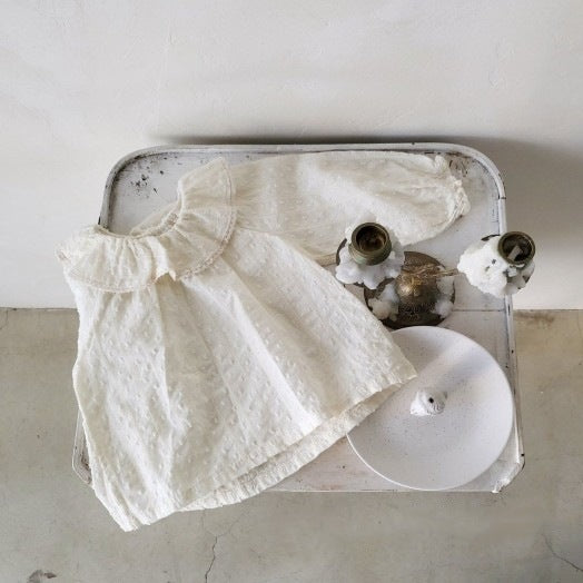 Baby Girl Sweet Lotus Leaf Lapel Princess All-matching Cut Flower Polka Dot Bottoming Shirt