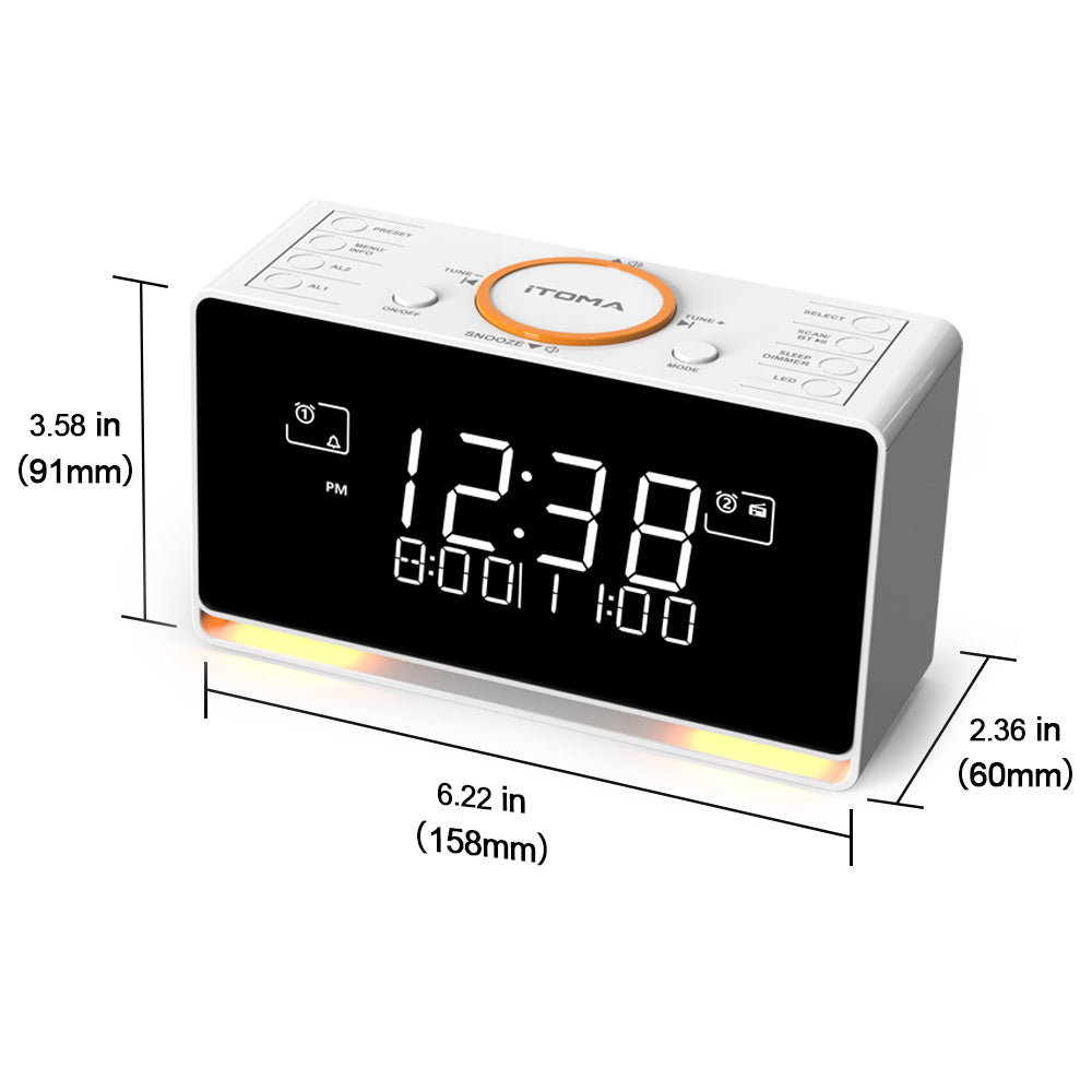 1pc DAB FM Radio Alarm Clock With Wireless Speaker, 40 Presets, Dual Alarm, Sleep Timer, Dimmer And USB Charger , Bedside Home