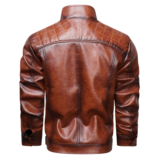 Men's Retro Faux Leather Cafe Racer Jacket - Stylish & Trendy