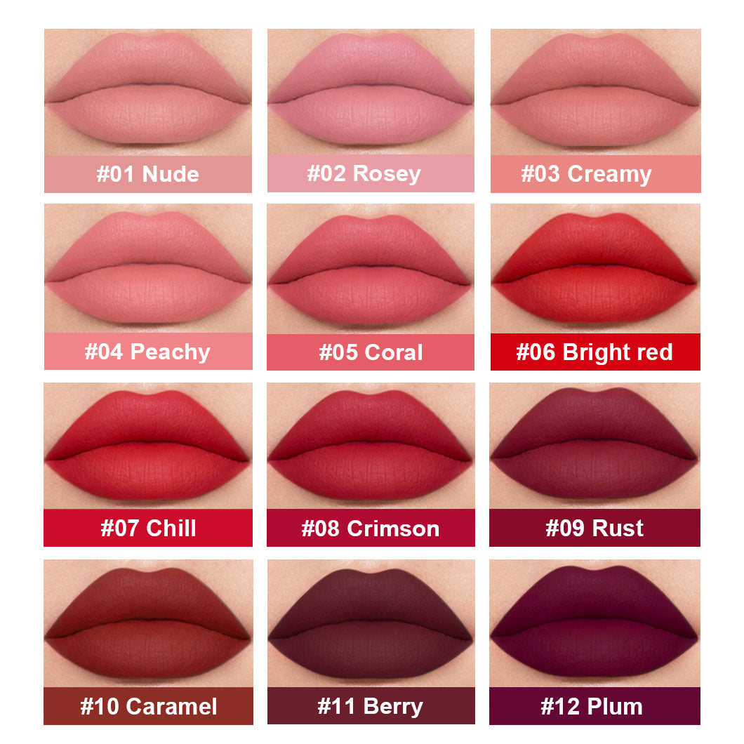12-color Nude Jam Matte Lip Gloss Does Not Fade