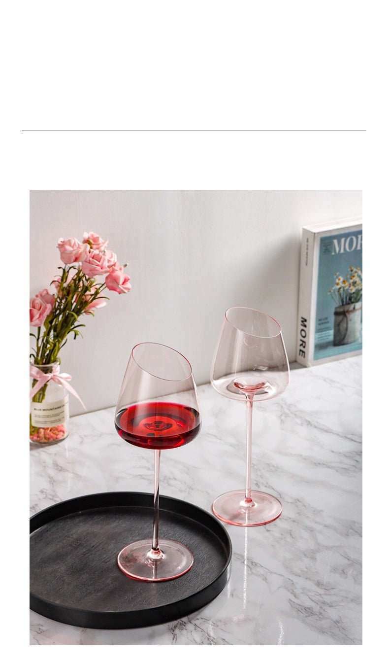 Flamingo Red Wine Oblique Mouth Glass Tall Cup