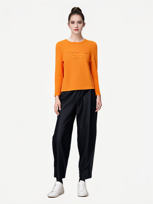 100 Cashmere Women's Round Neck Long Sleeve Pullover