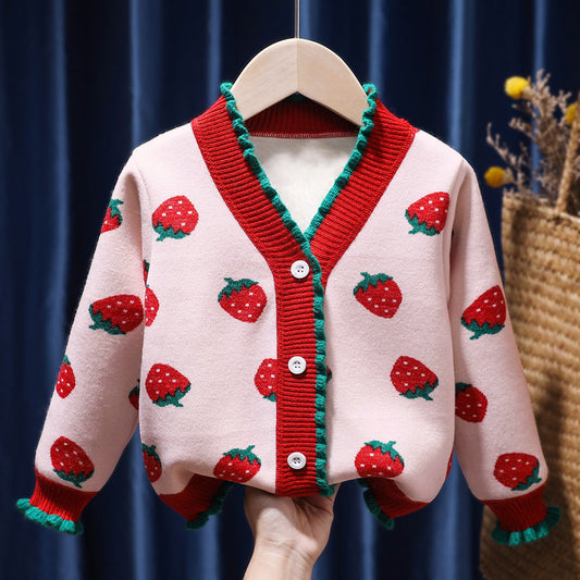 Girls' Fleece-lined Western Style Knitted Sweater Coat