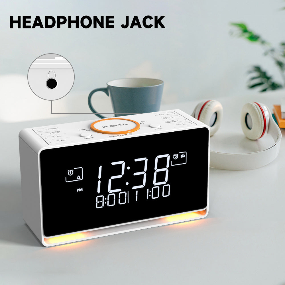 1pc DAB FM Radio Alarm Clock With Wireless Speaker, 40 Presets, Dual Alarm, Sleep Timer, Dimmer And USB Charger , Bedside Home