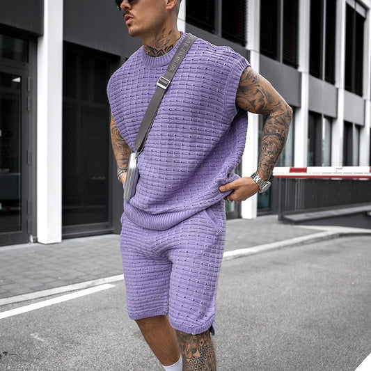 Men's Loose Trendy Short-sleeved Shirt Shorts Two-piece Suit