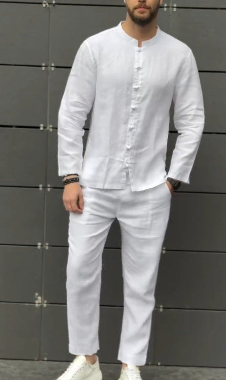 White Casual Tunic Suit