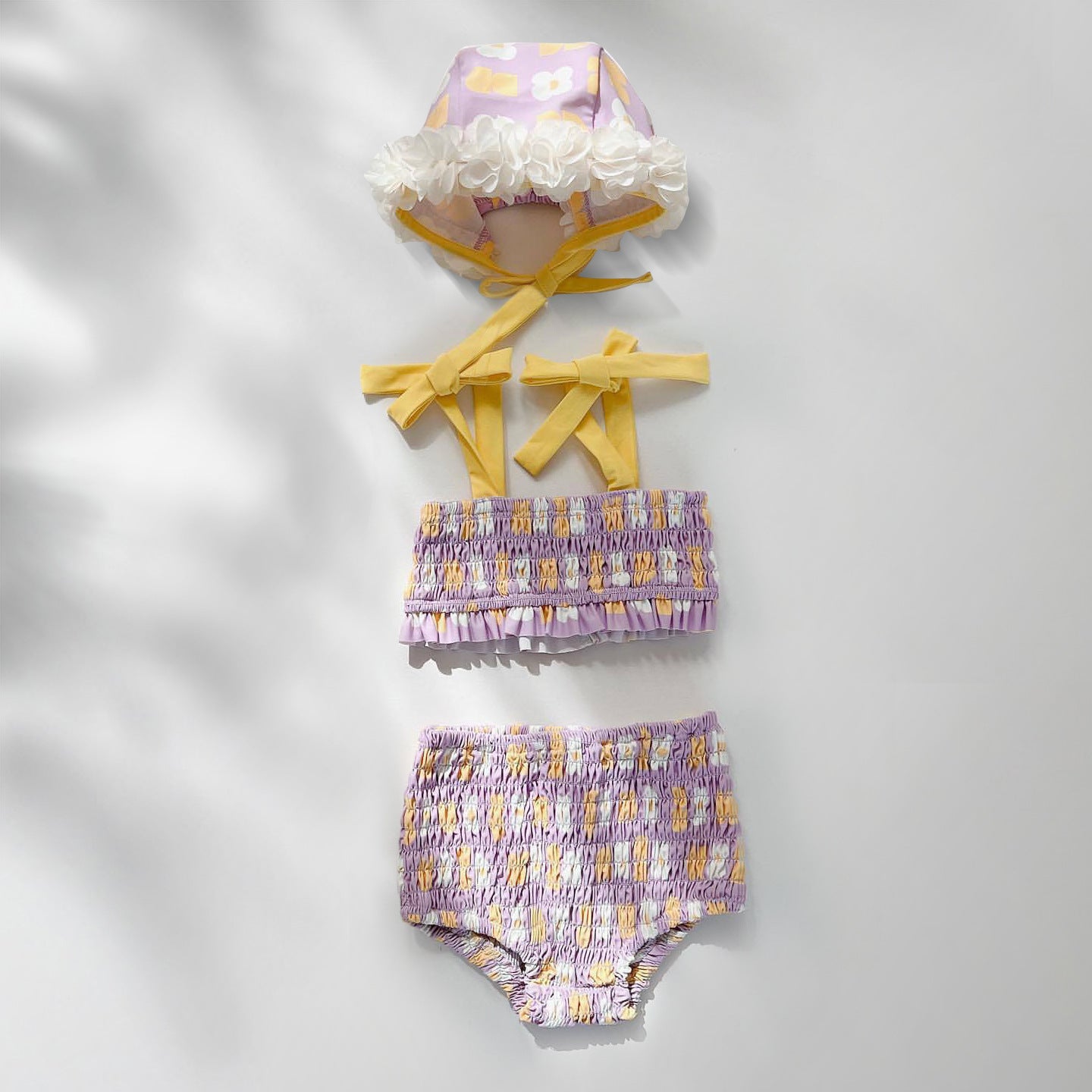 Girls' Flower Hooded One-piece Swimsuit