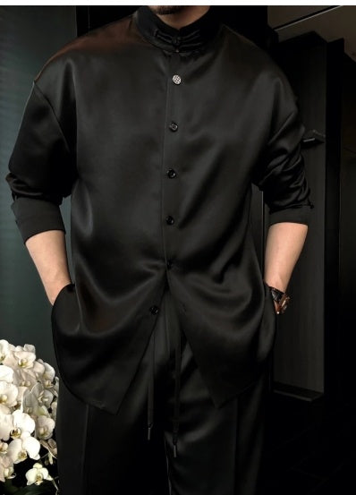 Loose Plate Button Fashion Shirt Set