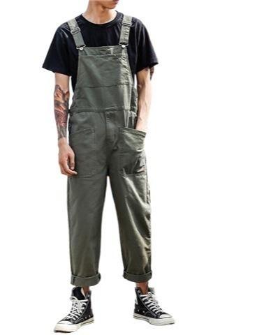 Retro One-piece Casual Overalls Men's Large Pocket Cargo Suspenders