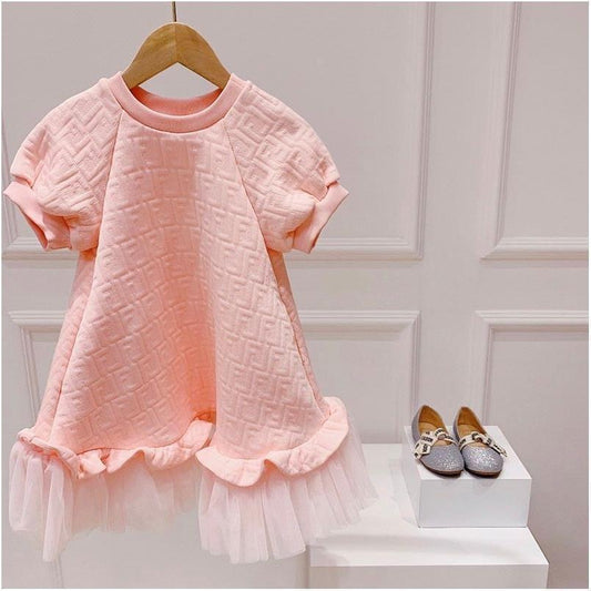 Mesh Short Sleeve Dress Princess Dress
