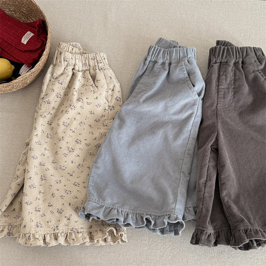 Children's Ninth Girls Corduroy Casual Pants