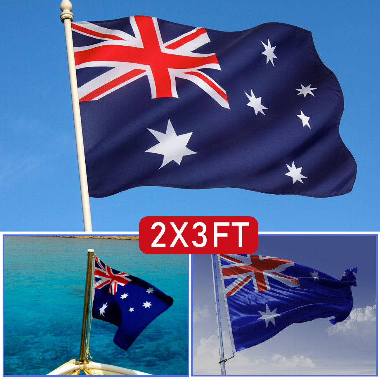 Large Australian Aussie Flag Australia Day OZ Heavy Duty Outdoor 60cm X 90cm National Decoration AU Flag 2X3FT