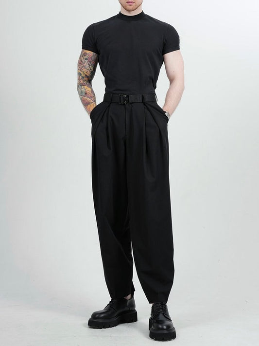 Wide Pleated Casual Style Trousers
