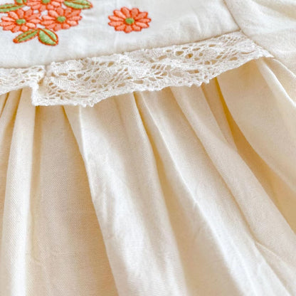 Girl Baby Flower Embroidered Short-sleeved Top