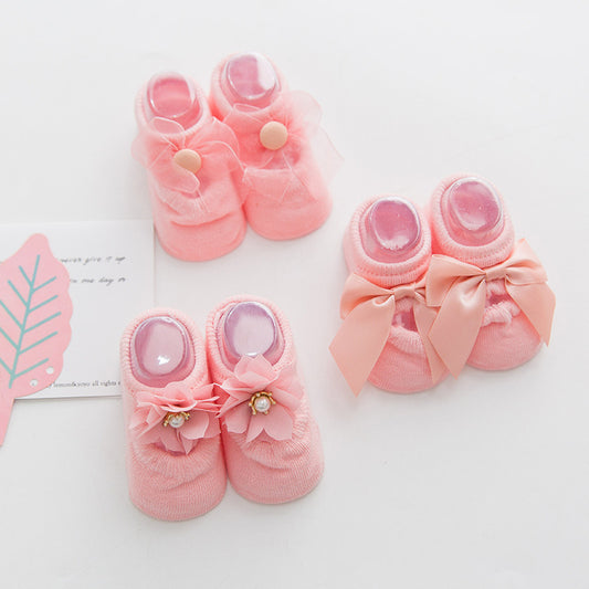 3 pairs of lace bow hole socks