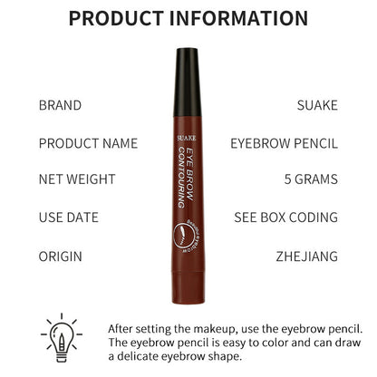 Four-Headed Bifurcated Eyebrow Pencil Lasts For A Long Time Without Smudging