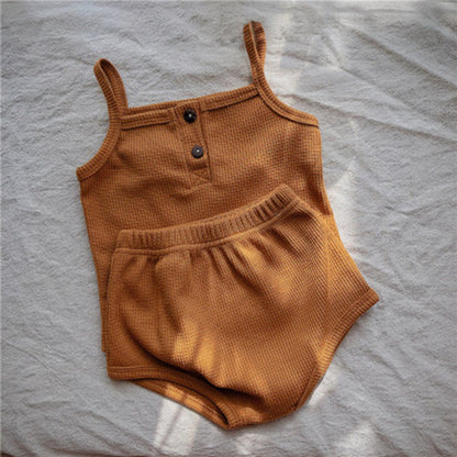 Baby Korean Summer Camisole Triangle Shorts Men And Women Baby Two-Piece Suit Ins