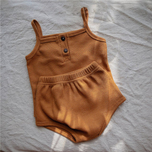 Baby Korean Summer Camisole Triangle Shorts Men And Women Baby Two-Piece Suit Ins