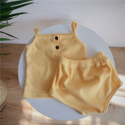Baby Korean Summer Camisole Triangle Shorts Men And Women Baby Two-Piece Suit Ins