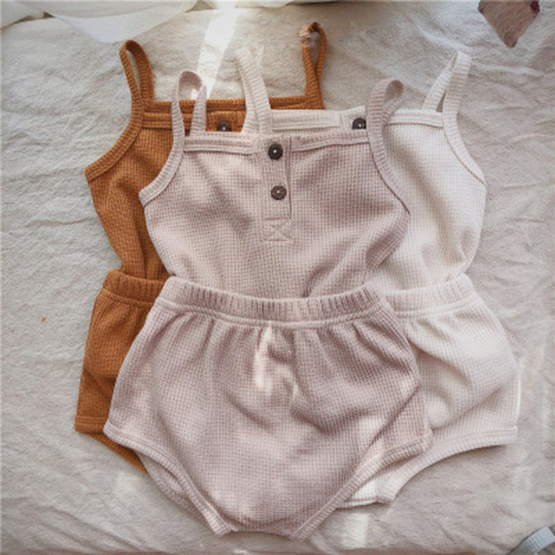 Baby Korean Summer Camisole Triangle Shorts Men And Women Baby Two-Piece Suit Ins