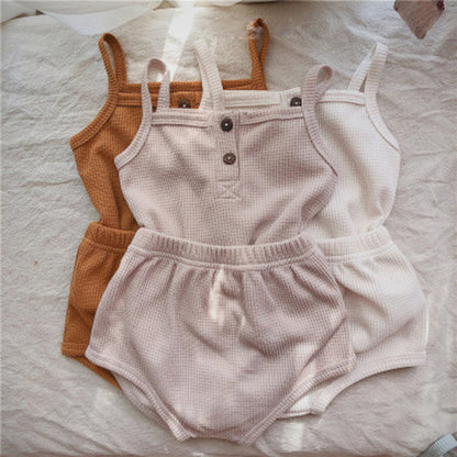 Baby Korean Summer Camisole Triangle Shorts Men And Women Baby Two-Piece Suit Ins