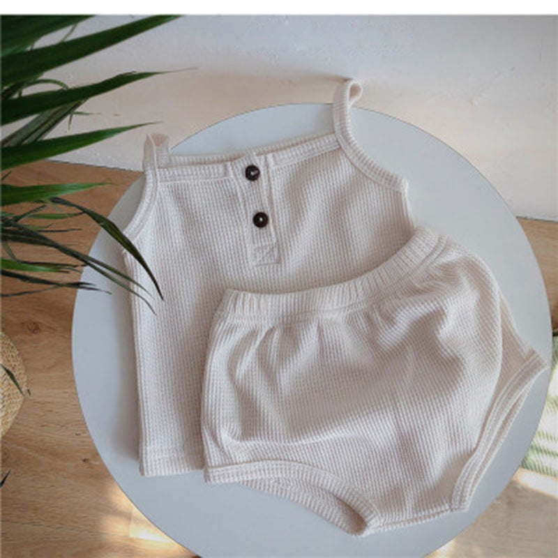 Baby Korean Summer Camisole Triangle Shorts Men And Women Baby Two-Piece Suit Ins