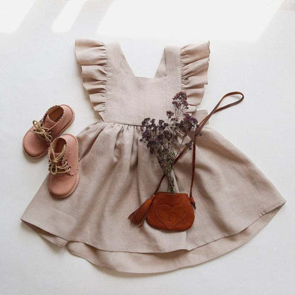 Strap Skirt Girls Dress Cotton And Linen Skirt