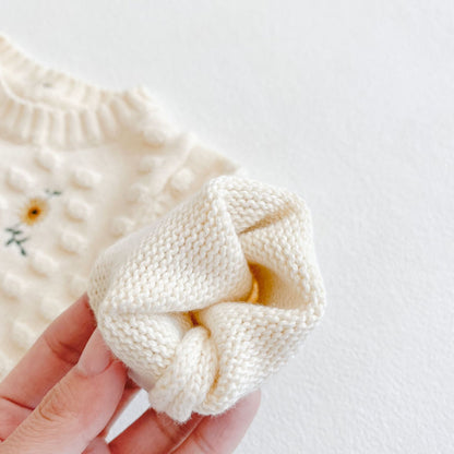 Sunflower Embroidered Knitting Sweater One-piece Suit