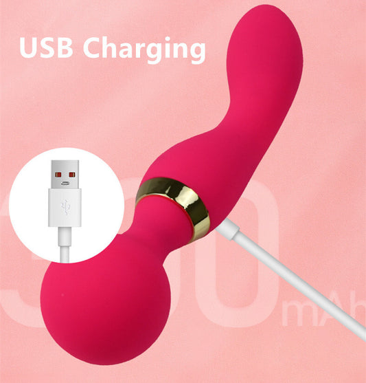 USB Rechargeable Massager Wand Vibrating Magic Massage Full Body Therapy Double Head