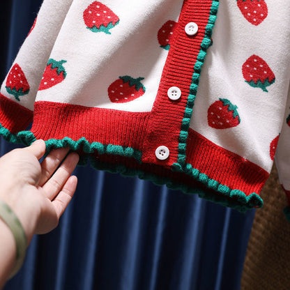 Girls' Fleece-lined Western Style Knitted Sweater Coat