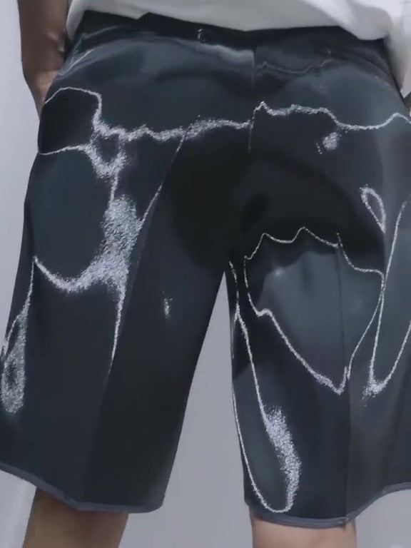 Casual Glitter Fabric Cropped Pants