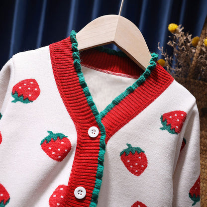 Girls' Fleece-lined Western Style Knitted Sweater Coat