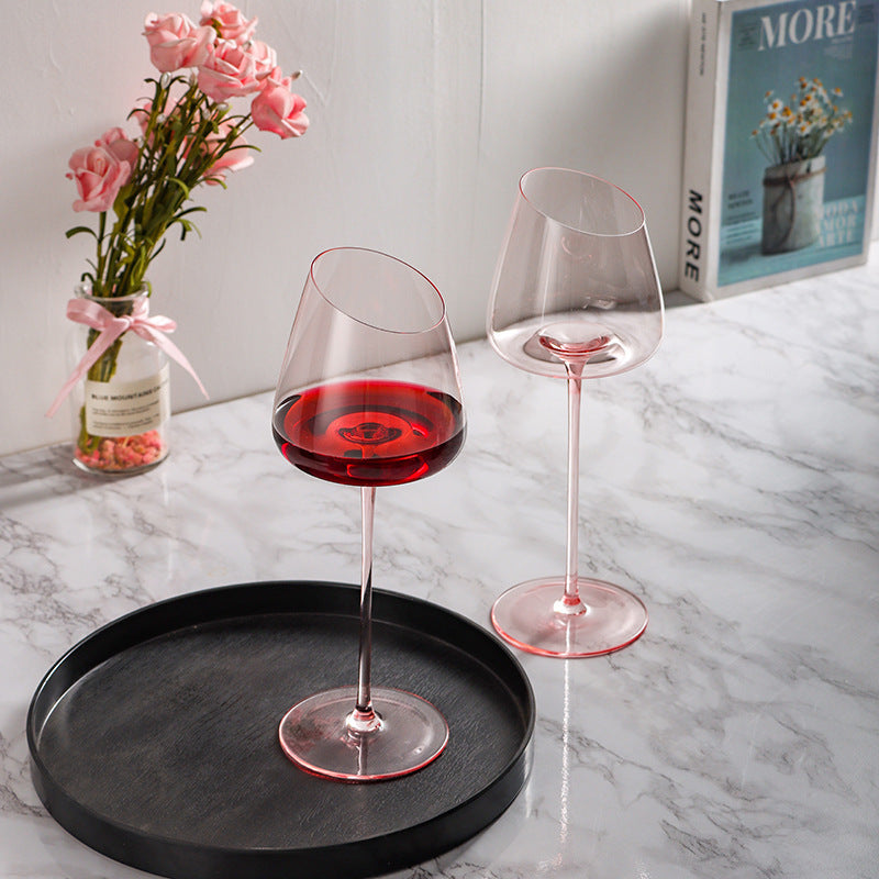 Flamingo Red Wine Oblique Mouth Glass Tall Cup