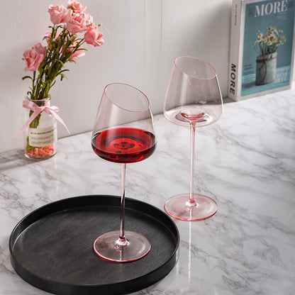 Flamingo Red Wine Oblique Mouth Glass Tall Cup