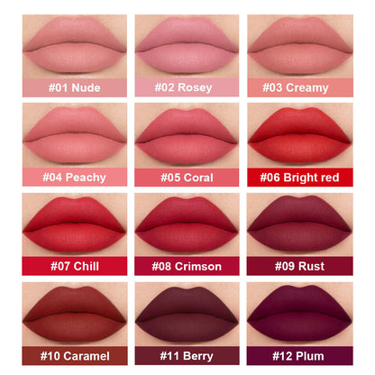 12-color Nude Jam Matte Lip Gloss Does Not Fade