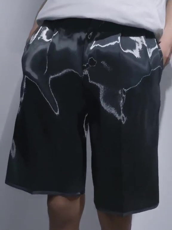 Casual Glitter Fabric Cropped Pants