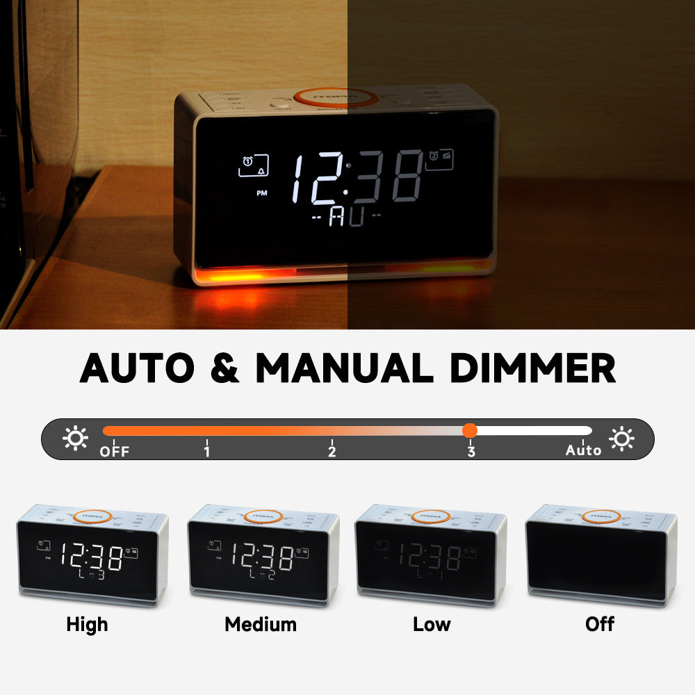 1pc DAB FM Radio Alarm Clock With Wireless Speaker, 40 Presets, Dual Alarm, Sleep Timer, Dimmer And USB Charger , Bedside Home