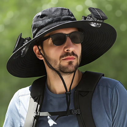 Solar-powered Fan Hat With Long-lasting Lithium Battery, Men's Outdoor Fishing Hat With Fan, Sun Protection Fisherman's Hat