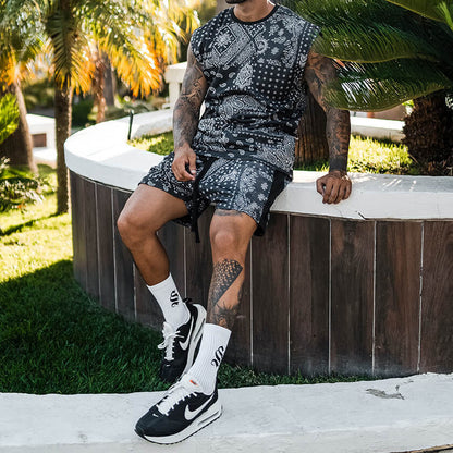Men's Fashion Quick Dry Pants Beach Shirt Two-Piece Set