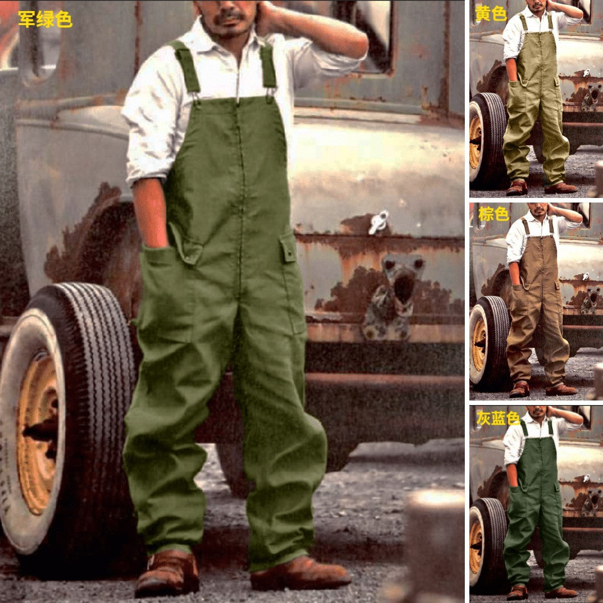 Retro Men's Overalls New Loose Large Size Casual Foreign Trade Overalls