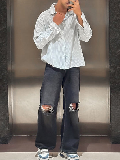 Men's Casual Striped Long-sleeved Shirt
