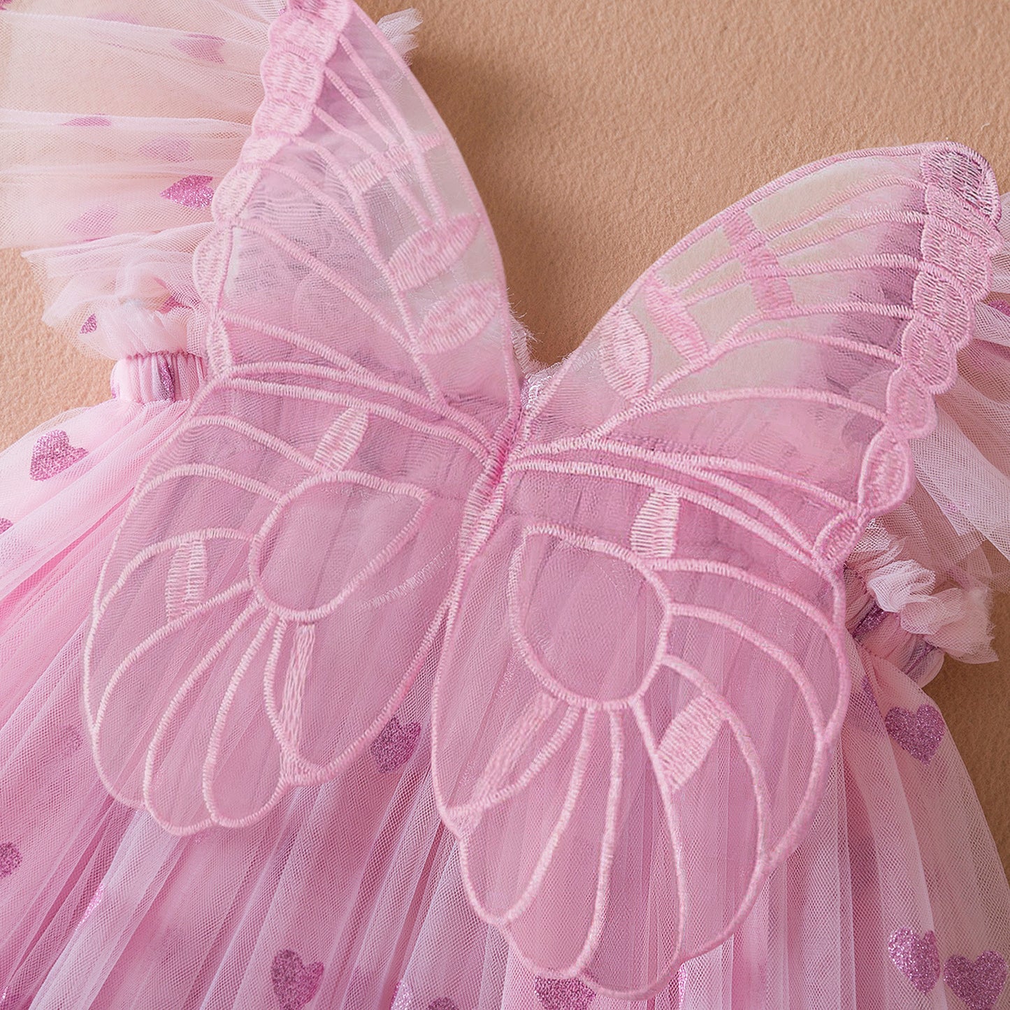Three-dimensional Wings Mesh Girl Dress