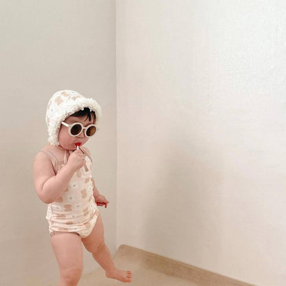 Girls' Flower Hooded One-piece Swimsuit