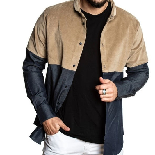European And American New Men's Stitching Shirt
