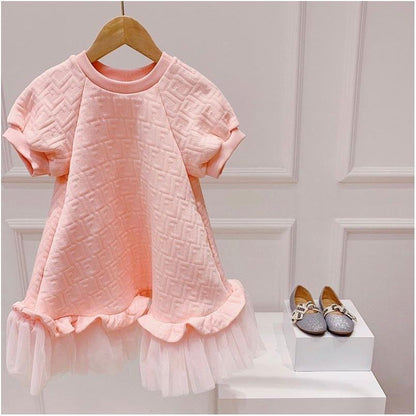 Mesh Short Sleeve Dress Princess Dress