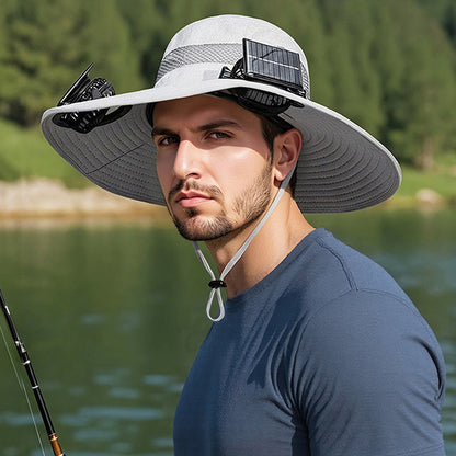 Solar-powered Fan Hat With Long-lasting Lithium Battery, Men's Outdoor Fishing Hat With Fan, Sun Protection Fisherman's Hat