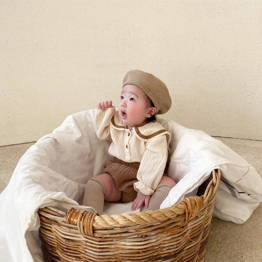 Baby Lapel Top Bread Pants Suit