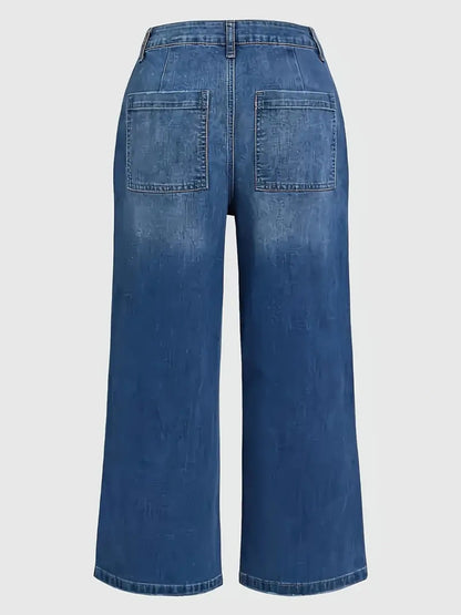 2025 New Women's Straight Leg Wide Leg Jeans, Slim Fit, Built-in Zipper, Designed Pocket, Suitable For Students, Work, And All Season Wear